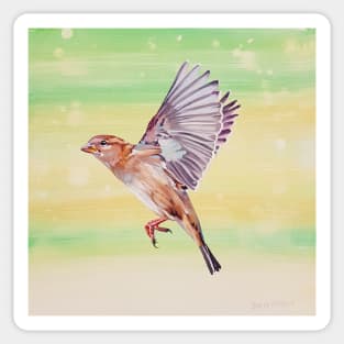 Magical House Sparrow painting Sticker